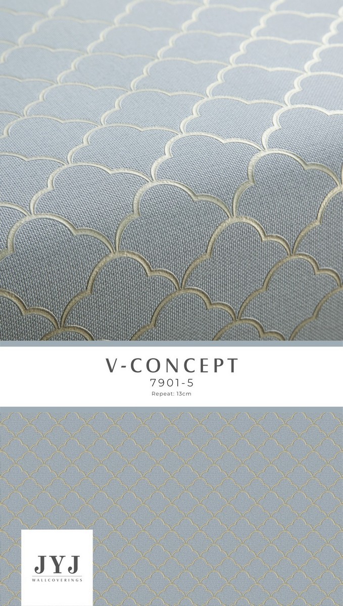 Giấy dán tường Ô chéo cổ điển màu xanh 7901-5